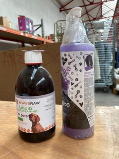 (COLLECTION ONLY) 2 X ASSORTED PET ITEMS TO INCLUDE BUGALUG 4 IN 1 DOG SHAMPOO AND 4 PAWS RAW LIQUID GLUCOSAMINE FOR PETS 500ML: LOCATION - B8