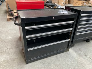 LARGE BLACK TOOLBOX W/ 3 DRAWERS AND OPEN SPACE FOR EXTRA DRAWERS: LOCATION - B2
