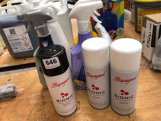 (COLLECTION ONLY) QTY OF ASSORTED CLEANING ITEMS TO INCLUDE SUPAGARD BIONIC FABRIC PROTECTOR AND ASTONISH MOULD BLAST STAIN REMOVER (PLEASE NOTE: 18+YEARS ONLY. ID MAY BE REQUIRED): LOCATION - B5