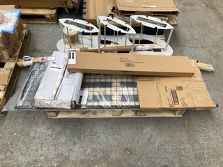 PALLET OF ASSORTED ITEMS TO INCLUDE 3 X TABLE STANDS/LEGS AND CLOTHES RAIL WITH SHOE RACK IN BLACK: LOCATION - A6 (KERBSIDE PALLET DELIVERY)