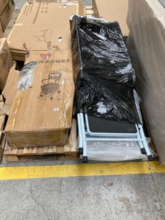 PALLET OF ASSORTED ITEMS TO INCLUDE MOBILITY ASSISTED CHAIR AND 2 X STEP LADDERS: LOCATION - A5 (KERBSIDE PALLET DELIVERY)