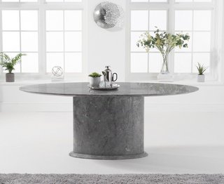 COLBY/COLISEUM/COOPER/CHRISTINE 200CM OVAL GREY MARBLE DINING TABLE - RRP £999: LOCATION - B2 (KERBSIDE PALLET DELIVERY)