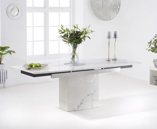 METROPOLIS/MILLICENT/MATTHEWS/MOZART 160CM EXT WHITE MARBLE DINING TABLE - RRP £1599: LOCATION - B2 (KERBSIDE PALLET DELIVERY)