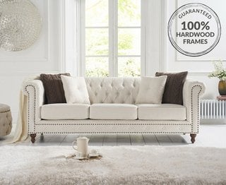 WESTMINSTER/WELLINGTON IVORY LINEN 3 SEATER SOFA - RRP £1049: LOCATION - B4