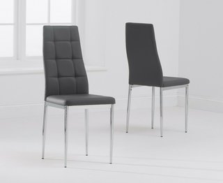 ANGELO/LEONARDO GREY FAUX LEATHER DINING CHAIR - PAIRS - RRP £150: LOCATION - B4