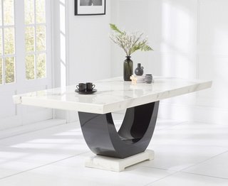 RAPHAEL/RENOIR 200CM MARBLE DINING TABLE - WHITE - RRP £2099: LOCATION - B1 (KERBSIDE PALLET DELIVERY)