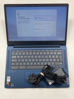 LENOVO IDEAPAD SLIM 3 CHROMEBOOK 64 GB EMMC LAPTOP (ORIGINAL RRP - £299.00) IN ABYSS BLUE: MODEL NO 14M868 (WITH CHARGING CABLE, VERY GOOD COSMETIC CONDITION) MEDIATEK MT8186, 4 GB RAM, 14.0" SCREEN