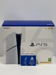 SONY PLAYSTATION 5 SLIM 1 TB GAMES CONSOLE IN WHITE: MODEL NO CFI-2016 (WITH BOX & ALL ACCESSORIES TO INCLUDE 2X £50 PLAYSTATION STORE VOUCHERS) [JPTM115637] THIS PRODUCT IS FULLY FUNCTIONAL AND IS P