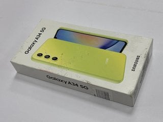 SAMSUNG GALAXY A34 5G 128 GB SMARTPHONE IN AWESOME LIME: MODEL NO SM-A346B/DSN (WITH BOX & ALL ACCESSORIES) [JPTM115629] (SEALED UNIT) THIS PRODUCT IS FULLY FUNCTIONAL AND IS PART OF OUR PREMIUM TECH