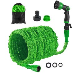 8 X 50FT GARDEN HOSE PIPE,50FT EXPANDABLE GARDEN HOSE WITH 3/4",1/2" FITTINGS WITH 10 FUNCTION SPRAY GUN FOR GARDENING WATERING - TOTAL RRP £113: LOCATION - B RACK