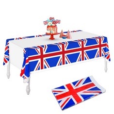 66 X ELECLAND UNION JACK TABLECLOTH PLASTIC BRITISH FLAG TABLE COVER 130X220CM UK FLAG TABLE CLOTH RECTANGULAR TABLE COVER FOR NATIONAL DAY SPORTS EVENTS OFFICE STREET HOME DINING TABLE DECORATIONS -