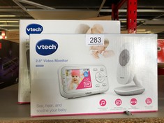 QTY OF ITEMS TO INCLUDE VTECH VM3250 VIDEO BABY MONITOR WITH CAMERA,300M LONG RANGE, BABY MONITOR WITH 2.8"LCD SCREEN,UP TO 19-HR VIDEO STREAMING,NIGHT VISION,SECURED TRANSMISSION,TEMPERATURE SENSOR,