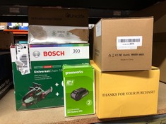 QTY OF ITEMS TO INCLUDE BOSCH HOME AND GARDEN CORDLESS CHAINSAW UNIVERSALCHAIN 18 (BATTERY 2.5 AH, CHARGER, SDS SYSTEM, BLADE LENGTH: 200 MM, 18 VOLT SYSTEM, IN CARTON PACKAGING): LOCATION - C RACK