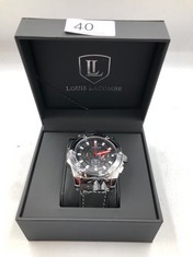 MENS LOUIS LACOMBE CHRONOGRAPH WATCH - 3 SUB DIALS - LEATHER STRAP RRP £385: LOCATION - A RACK