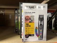 QTY OF ITEMS TO INCLUDE WAHL COLOUR TRIM STUBBLE AND BEARD TRIMMER, TRIMMERS FOR MEN, BEARD TRIMMING KIT, MEN’S STUBBLE TRIMMERS, RECHARGEABLE TRIMMER, MALE GROOMING SET, BEARD CARE KIT, COLOUR CODED