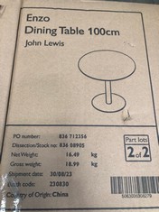 JOHN LEWIS ANYDAY ENZO 4 SEATER DINING TABLE 100CM RRP £229: LOCATION - FLOOR(COLLECTION OR OPTIONAL DELIVERY AVAILABLE)