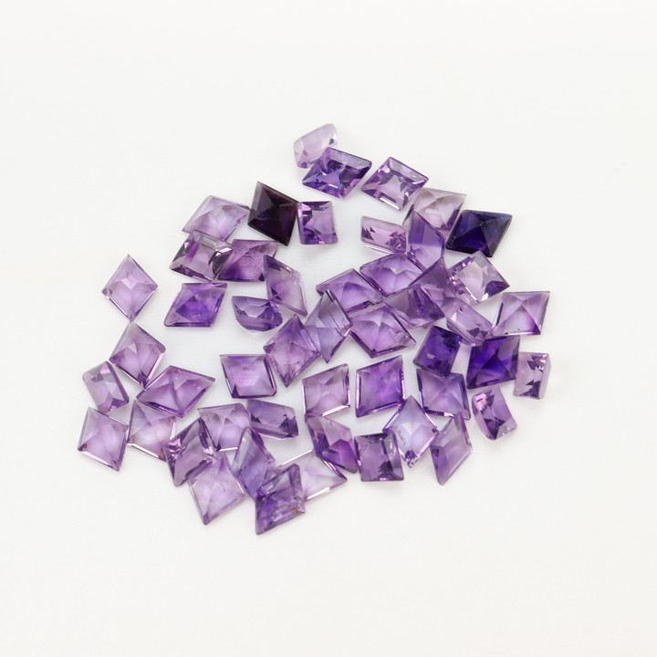 Amethyst Faceted Lozenge-cut Parcel of Gemstones, 8x6mm