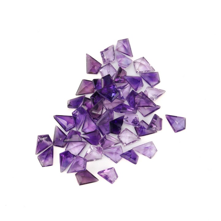 Amethyst Faceted Kite-cut Parcel of Gemstones, 8x6mm