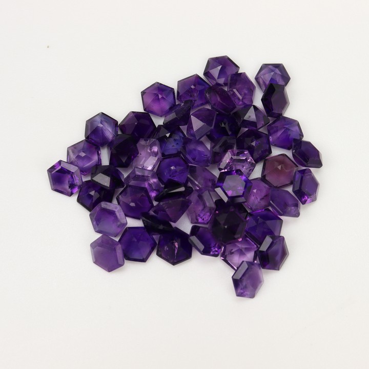 Amethyst Faceted Hexagon-cut Parcel of Gemstones, 6mm
