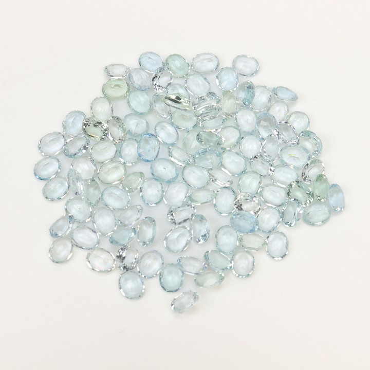 30.45ct Aquamarine Faceted Oval-cut Parcel of Gemstones, 5x4mm