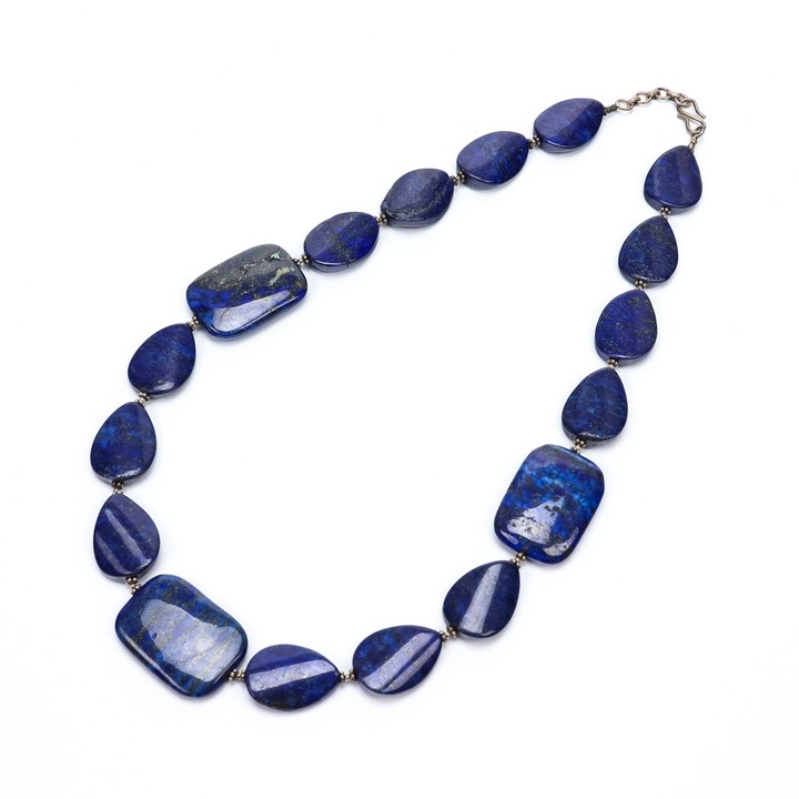 Silver Plated Copper Lapis Lazuli AA Necklace, 58cm, 122.9g (VAT Only Payable on Buyers Premium)