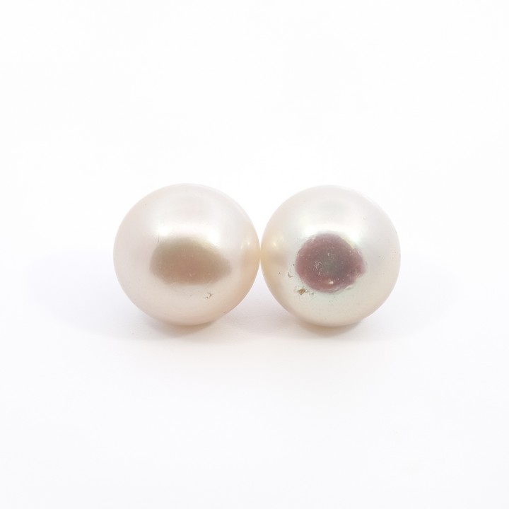 Silver Plated White Freshwater Pearl AAAA Stud Earrings, 15mm, 7.5g (VAT Only Payable on Buyers Premium)