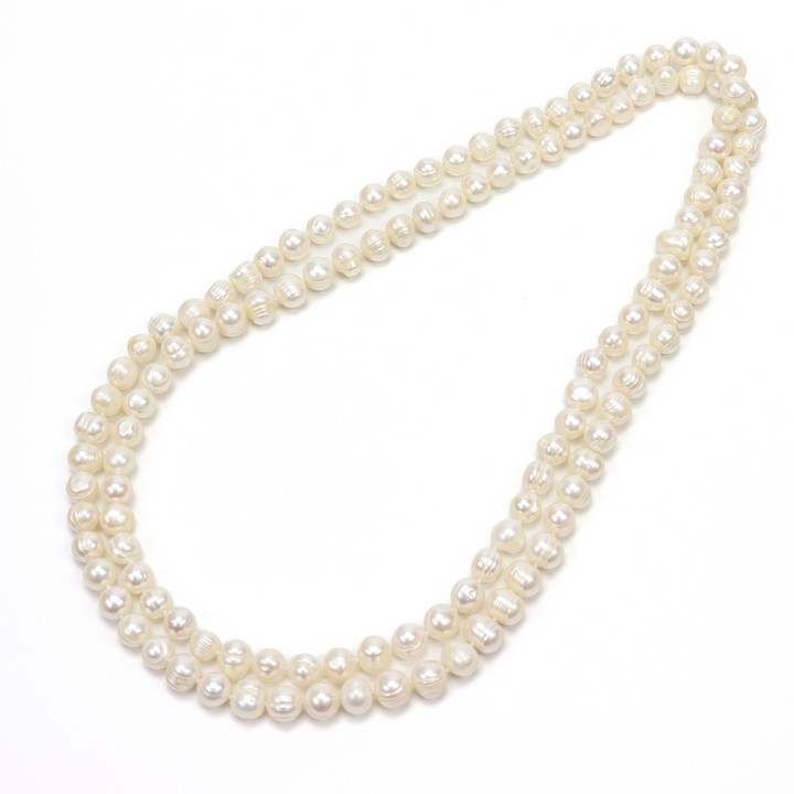 Natural White Freshwater Pearl AAA Necklace 9-10 mm, 122cm, 123g (VAT Only Payable on Buyers Premium)