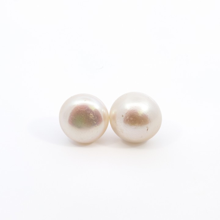 Silver Plated White Freshwater Pearl AAAA Stud Earrings, 12-13mm, 4.7g (VAT Only Payable on Buyers Premium)