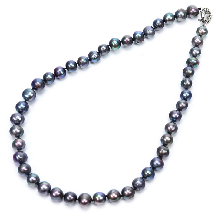 Copper Clasp Black Freshwater Pearl AAA Necklace 8-10mm, 46cm, 57g (VAT Only Payable on Buyers Premium)
