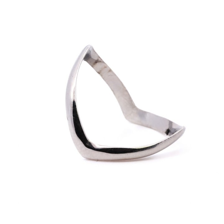 9ct White Gold Double Wishbone Ring, Size O, 1.5g