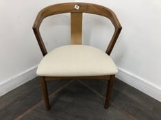 EDWIN ASH FRAME, CURVED BACK DINING CHAIR WITH NATURAL LINEN SEAT CUSHION RRP- £795 (COLLECTION OR OPTIONAL DELIVERY)