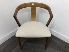 EDWIN ASH FRAME, CURVED BACK DINING CHAIR WITH NATURAL LINEN SEAT CUSHION RRP- £795 (COLLECTION OR OPTIONAL DELIVERY)