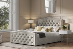 DRAYCOTT 5FT KINGSIZE OTTOMAN BED IN LIGHT GREY VELVET (BOX'S 1/4, 2/4, 3/4 & 4/4) RRP £590 (COLLECTION OR OPTIONAL DELIVERY) (KERBSIDE PALLET DELIVERY)