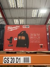 MILWAUKEE M12 HEATED HOODIE MODEL: M12HHBL4-0 - SIZE M RRP £150.00 (DELIVERY ONLY)