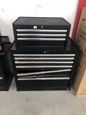 6 DRAWER TOOL CABINET IN BLACK TO INCLUDE 3 DRAWER TOOL CHEST IN BLACK (COLLECTION OR OPTIONAL DELIVERY) (KERBSIDE PALLET DELIVERY)