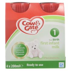 COW & GATE FIRST MILK INFANT 4X200ML ( 12 BOXES 6 PACKS PER BOX). (DELIVERY ONLY)