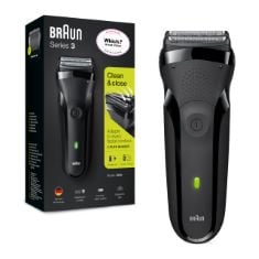 ASSORTED SHAVERS TO INCLUDE BRAUN SERIES 3 ELECTRIC SHAVER FOR MEN WITH PRECISION BEARD TRIMMER, ELECTRIC RAZOR FOR MEN, UK 2 PIN PLUG, 300, BLACK RAZOR. (DELIVERY ONLY)