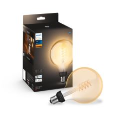 QTY OF ITEMS TO INLCUDE ASSORTED LIGHTING TO INCLUDE PHILIPS HUE WHITE FILAMENT GLOBE E27 G125, PHILIPS WARMGLOW 6 PACK DIMMABLE [GU10 SPOT] LED LIGHT BULBS, 3.8 W - 50W EQUIVALENT, 2700-2200K. FOR R