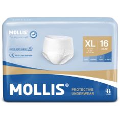 QTY OF ITEMS TO INLCUDE ASSORTED ITEMS TO INCLUDE MOLLIS ADULT INCONTINENCE & POSTPARTUM UNDERWEAR FOR MEN AND WOMEN, DISPOSABLE PROTECTIVE UNDERWEAR WITH OVERNIGHT LEAK PROTECTION, ODOR CONTROL, X-L