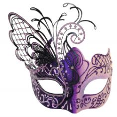 QTY OF ITEMS TO INLCUDE 50 X UBAUTA PINK/PURPLE BUTTERFLY RHINESTONE METAL VENETIAN WOMEN MASK FOR MASQUERADE/MARDI GRAS PARTY/SEXY COSTUME BALL/WEDDING ASSORTED DESIGNS INCLUDED , GOLD ANCIENT GREEK