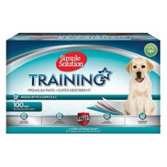 5 X SIMPLE SOLUTION ABSORBENT PREMIUM DOG AND PUPPY TRAINING PADS -PACK OF 100. (DELIVERY ONLY)