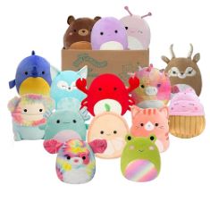 QTY OF ITEMS TO INLCUDE ASSORTED TOYS TO INCLUDE SQUISHMALLOWS ORIGINAL 8-INCH MYSTERY PACK SMALL-SIZED ULTRASOFT PLSUH - STYLES WILL VARY IN SURPRISE BOX,1 PIECE, WORLD OF NINTENDO MARIO KART 8 MINI