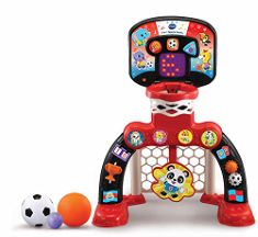 QTY OF ITEMS TO INLCUDE BOX OF ASSORTED ITEMS TO INCLUDE VTECH 3-IN-1 SPORTS CENTRE, BABY INTERACTIVE TOY WITH COLOURS AND SOUNDS, EDUCATIONAL GAMES FOR KIDS, LEARNING TOYS WITH ROLE-PLAY, SUITABLE F