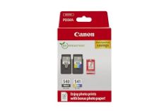 QTY OF ITEMS TO INLCUDE BOX OF ASSORTED INK TO INCLUDE CANON PG-540 / CL-541 GENUINE INK CARTRIDGES, PACK OF 2 (1 X BLACK, 1 X COLOUR), INCLUDES 50 SHEETS OF 4X6 PHOTO PAPER - CARDBOARD MULTIPACK, VA