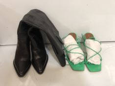 7X ASSORTED WOMEN’S SIZE 4 SHOES TO INCLUDE ALOHAS GREEN HEELED SANDALS . (DELIVERY ONLY)
