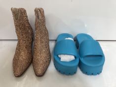 5X ASSORTED WOMEN’S SIZE 5 SHOES TO INCLUDE JEFFERYCAMPBELL PLATFORM SLIDES . (DELIVERY ONLY)