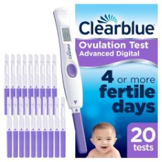QTY OF ITEMS TO INLCUDE BOX OF ASSORTED MEDICAL ITEMS TO INCLUDE CLEARBLUE ADVANCED DIGITAL OVULATION TESTS (OPK), 2 DIGITAL HOLDER AND 20 OVULATION TESTS, PROVEN TO INCREASE THE CHANCES OF GETTING P