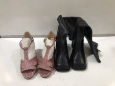 7 X ASSORTED SHOES SIZE 5 TO INCLUDE GLITTERY HIGH HEELS APPROX RRP £400 (DELIVERY ONLY)