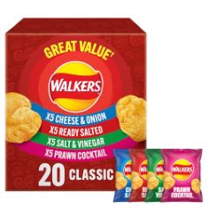 20 X WALKERS CLASSIC VARIETY MULTIPACK CRISPS BOX 20X25G. (DELIVERY ONLY)