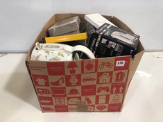 BOX OF ASSORTED HOUSEHOLD ITEMS TO INCLUDE LAURA ASHLEY KETTLE WHITE/FLORAL (DELIVERY ONLY)